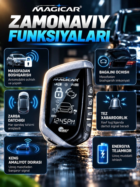 Avtomobil signalizatsiyasi Dominator Magicar, masofadan boshqarish pulti bilan, D908S