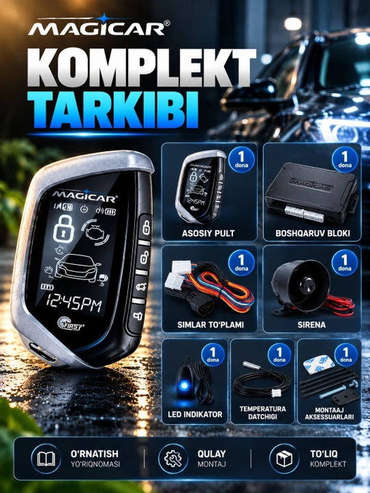 Avtomobil signalizatsiyasi Dominator Magicar, masofadan boshqarish pulti bilan, D908S