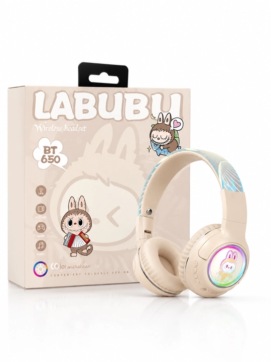 LABUBU BT650 Simsiz Bluetooth 5.3 Naushnik, RGB LED, Mikrofon, TF Karta, Stereo
