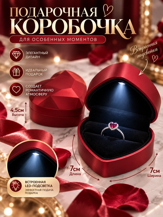 Шкатулка для кольца, с встроенной подсветкой - 