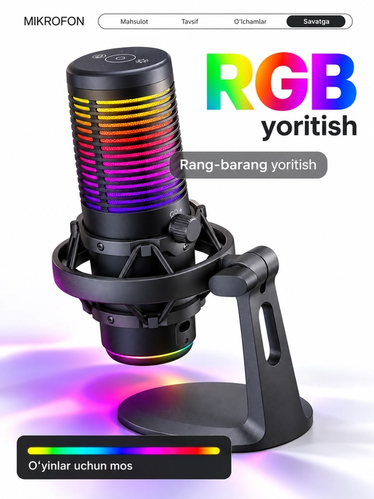 Микрофон для ПК MARVO Blast 60 Black, сенсорное управление, игр, стриминга и записи голоса