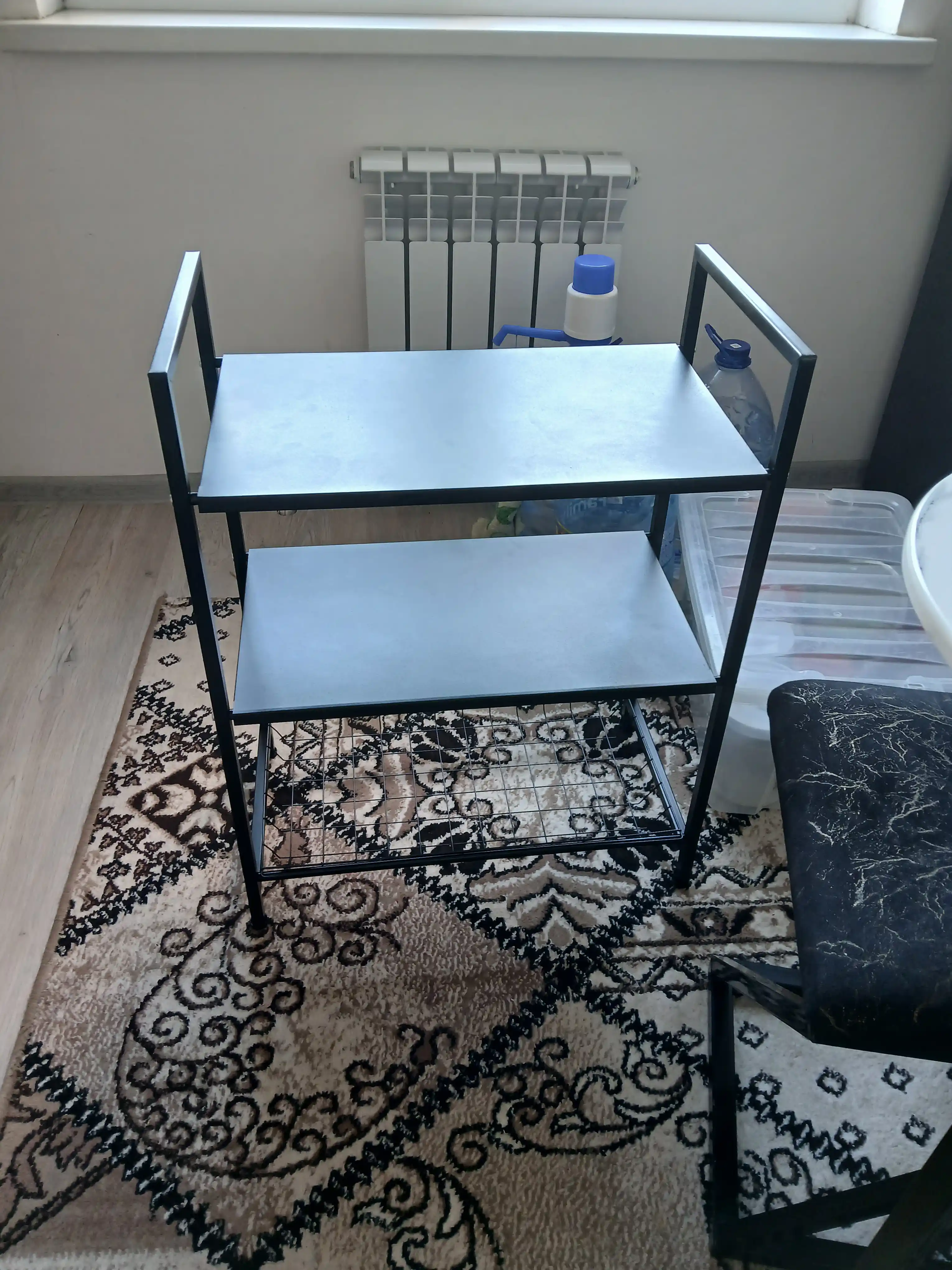 Polda turadigan stellaj temirli g'ildirakli, uy, oshxona va ofis uchun, 3/4/5 tokchali