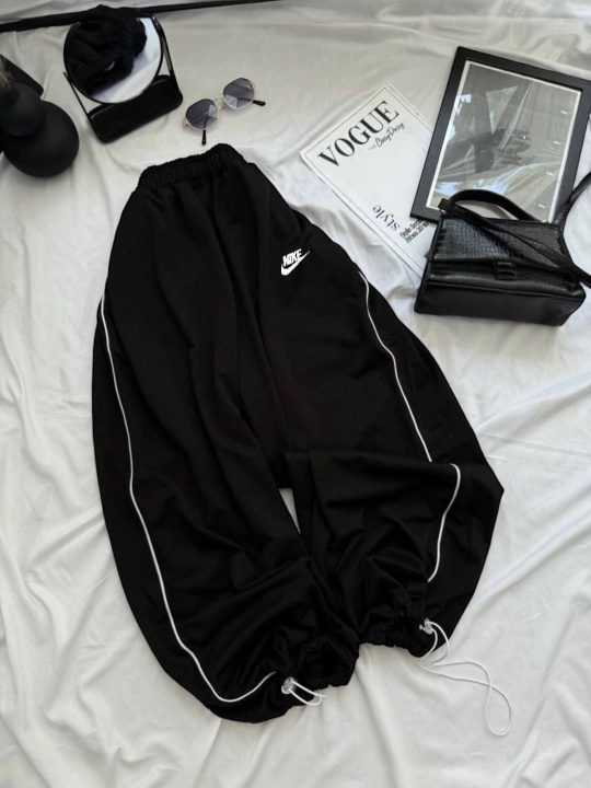 Ayollar uchun Baggy Oversize keng sport shimi, ikki ipli trikotaj, 44-50 o‘lcham - 