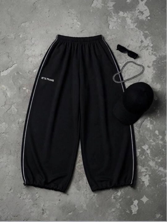 Ayollar uchun Baggy Oversize keng sport shimi, ikki ipli trikotaj, 44-50 o‘lcham - 