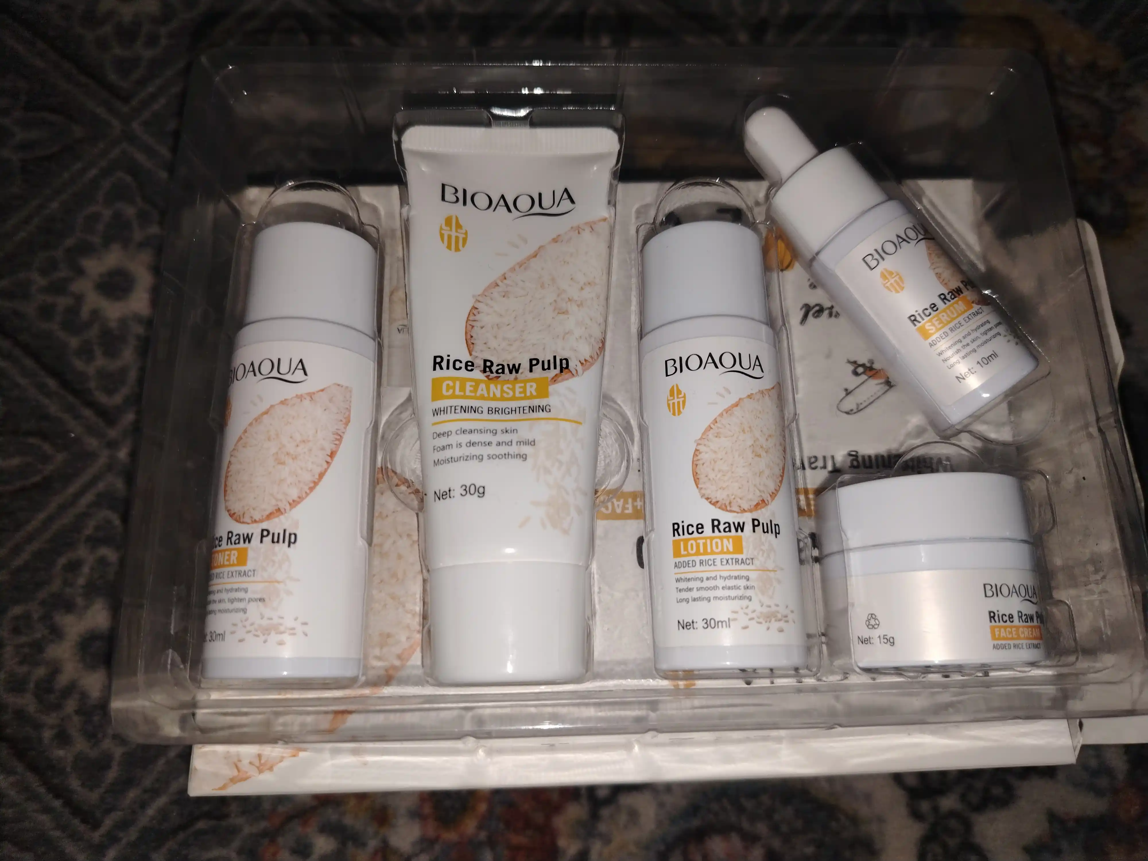 BIOAQUA Rice Raw Pulp Oqartiruvchi 5 Bosqichli Yuz Parvarishi To‘plami