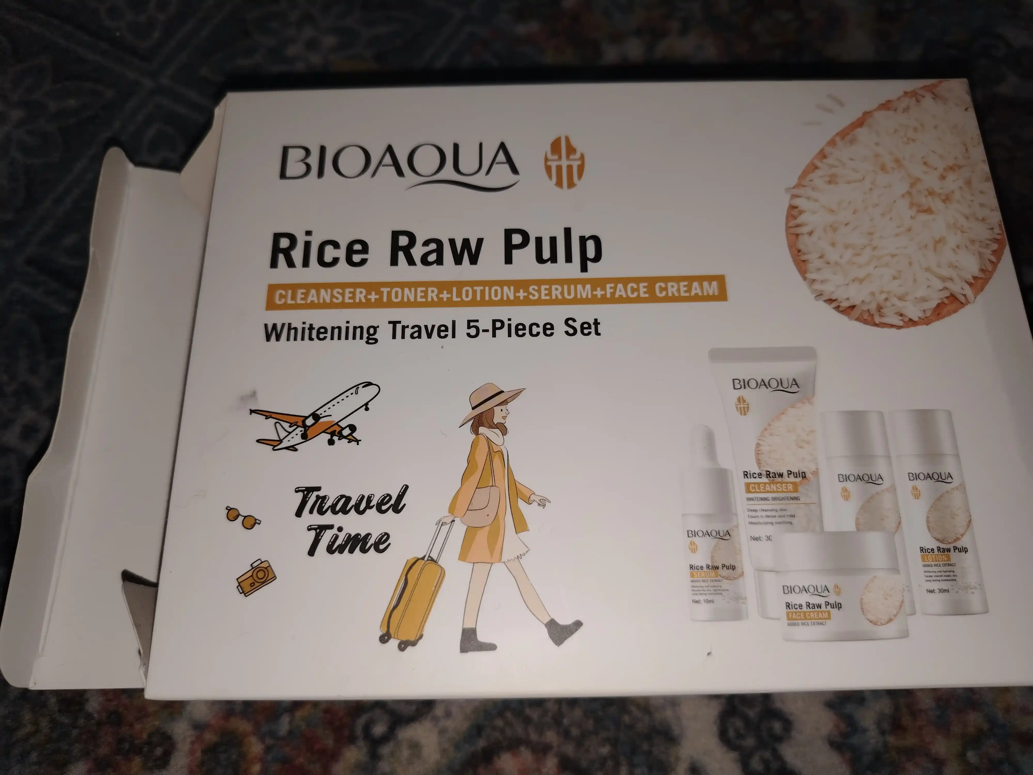 BIOAQUA Rice Raw Pulp Oqartiruvchi 5 Bosqichli Yuz Parvarishi To‘plami