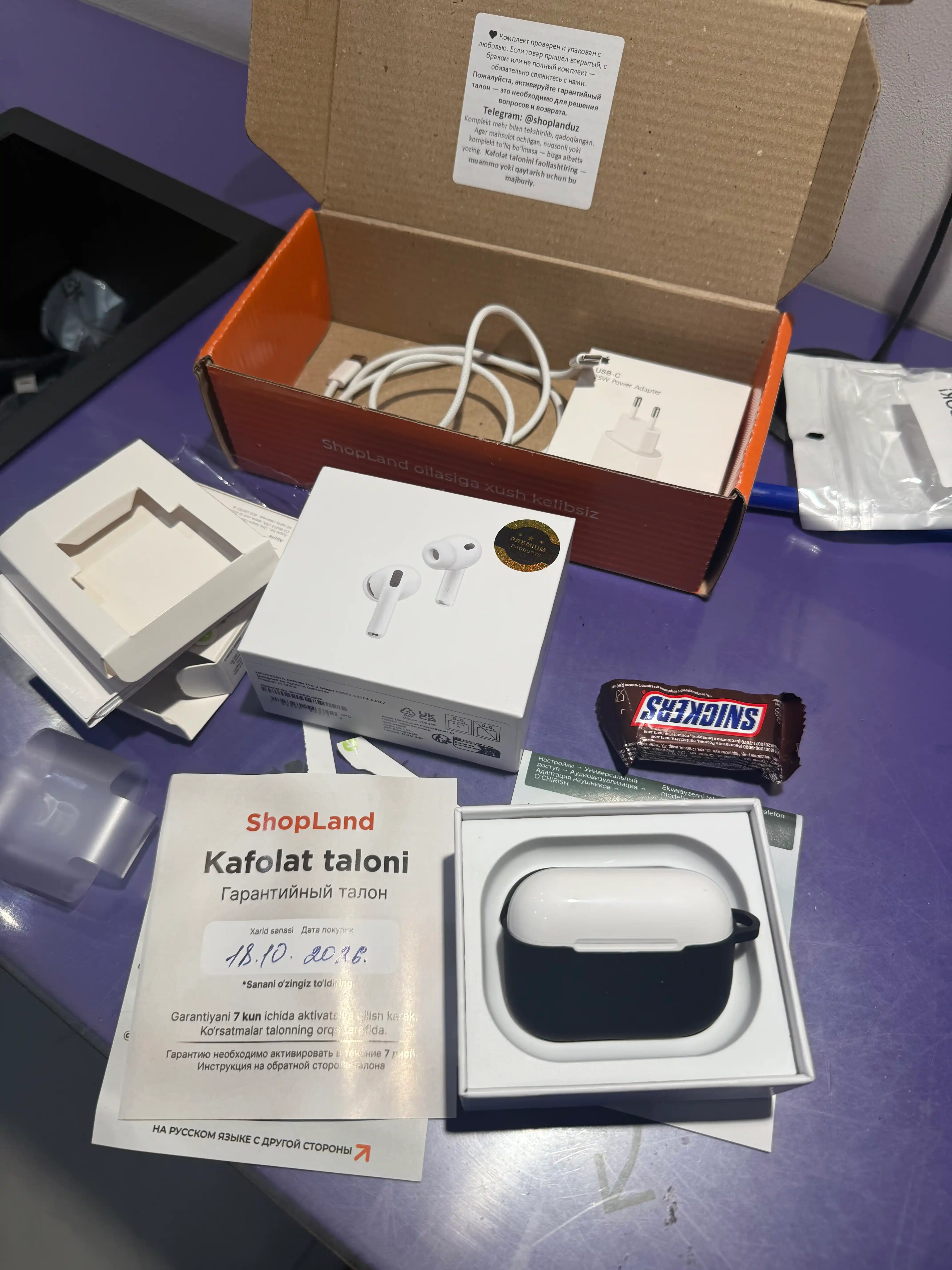 Simsiz quloqchinlar Pods Pro 3 ANC Premium, iPhone va Android uchun naushnik (4ta sovg'a)