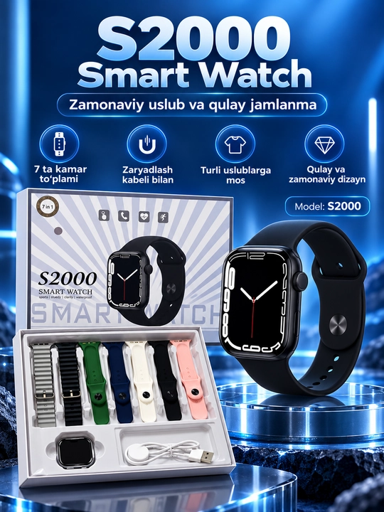 Aqlli soatlar Smart Watch 8 Big T800 Pro Max,Android iPhone uchun, simsiz zaryadlash