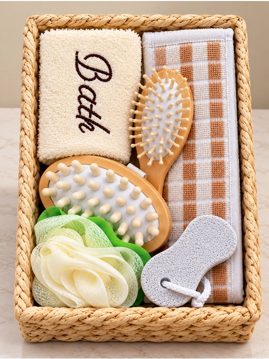 Компактный SPA-набор для дома, ванной и сауны: расчёска, мочалка и губка — для личного