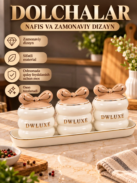 Dolcha idishlari, ziravorlar uchun idishlar, 3 talik sopol idishlar, taglikli dolcha - 