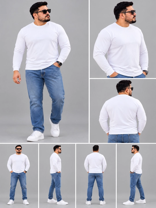 Erkaklar uchun uzun yengli oq uzun yeng, klassik model, yumshoq matodan tikilgan