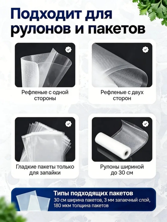 Oziq-ovqat vakuumli qadoqlash mashinasi + 10 ta sumka