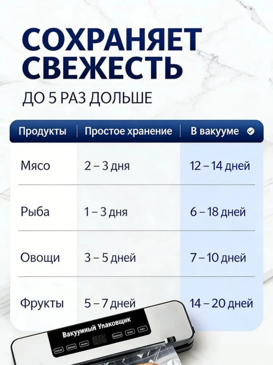 Oziq-ovqat vakuumli qadoqlash mashinasi + 10 ta sumka - 