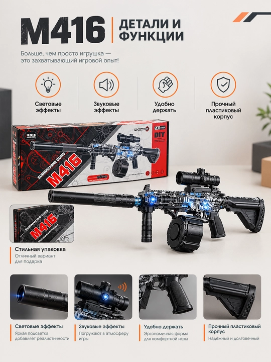 Детский игрушечный автомат на орбизах Glock M416 AK47 MP5  стреляет гелевыми пулями