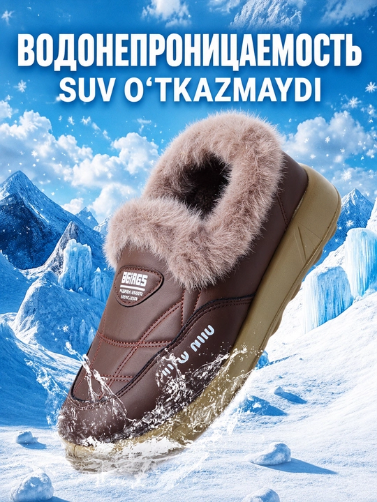 Ayollar uchun qishki sliponlar, issiq va qulay, suvga chidamli, 1 o‘lcham katta oling