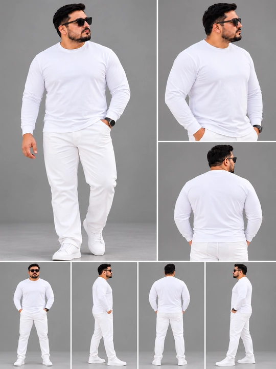 Erkaklar uchun uzun yengli oq uzun yeng, klassik model, yumshoq matodan tikilgan