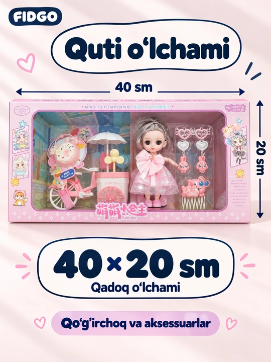 FIDGO qo‘g‘irchoqlari, liboslar va aksessuarlar bilan o‘yin to‘plamlari
