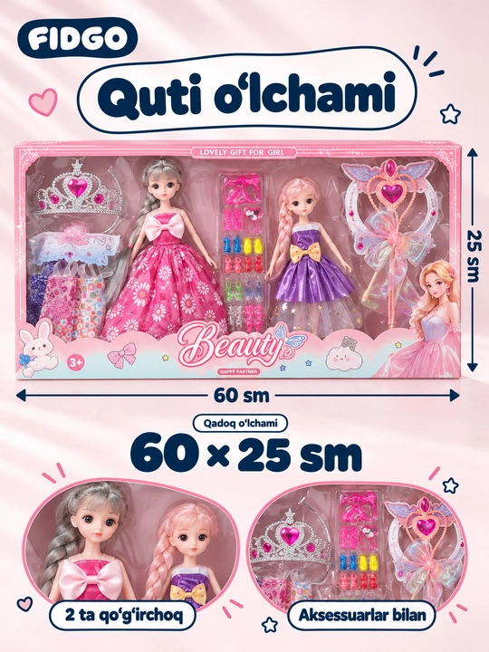FIDGO qo‘g‘irchoqlari, liboslar va aksessuarlar bilan o‘yin to‘plamlari