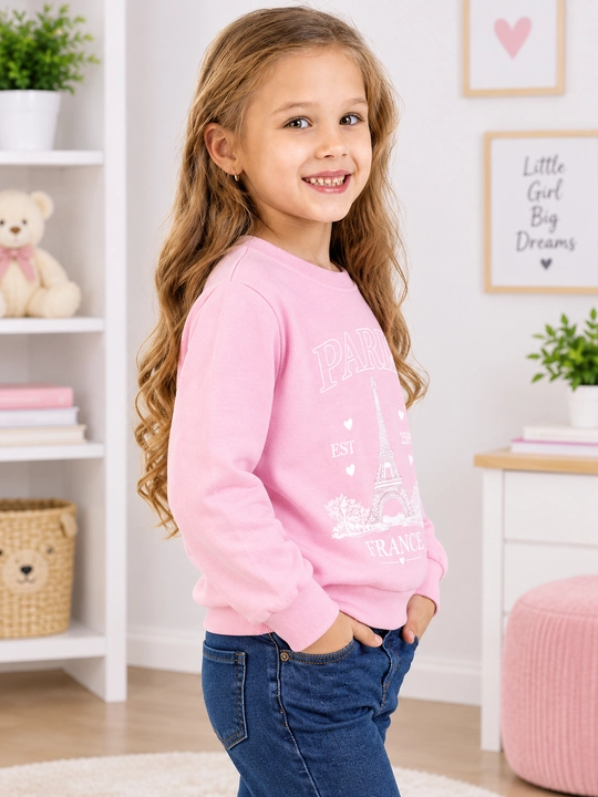 Свитшот для девочек 6-8 лет, с начесом, утепленный - 