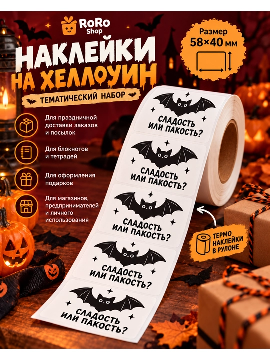 Самоклеящиеся наклейки Готика / Хэллоуин 58×40 мм тематический набор Hallowen - 
