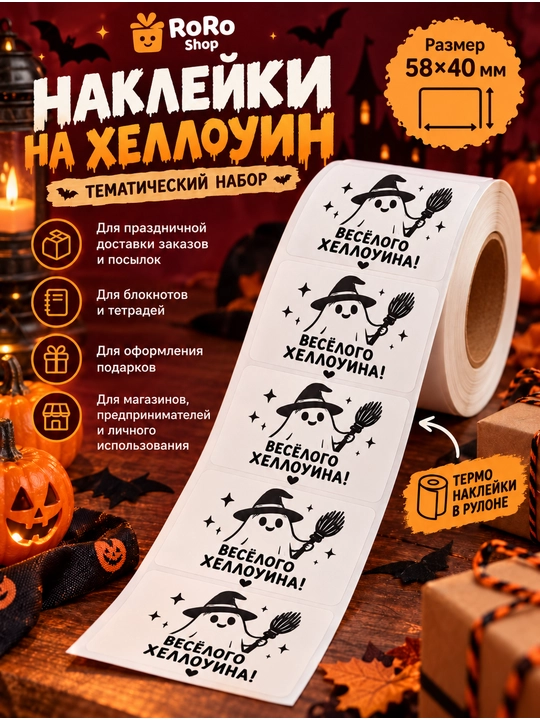 Самоклеящиеся наклейки Готика / Хэллоуин 58×40 мм тематический набор Hallowen - 