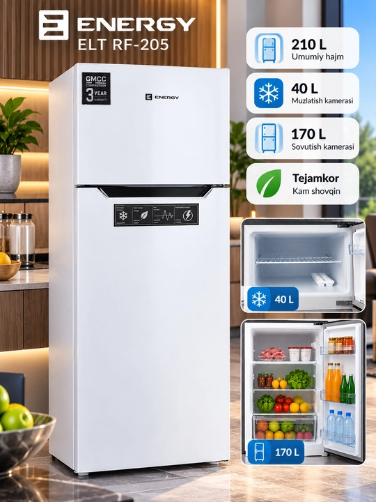Холодильник Energy ELT RF-205, 205 л, двухкамерный, двух дверный - 