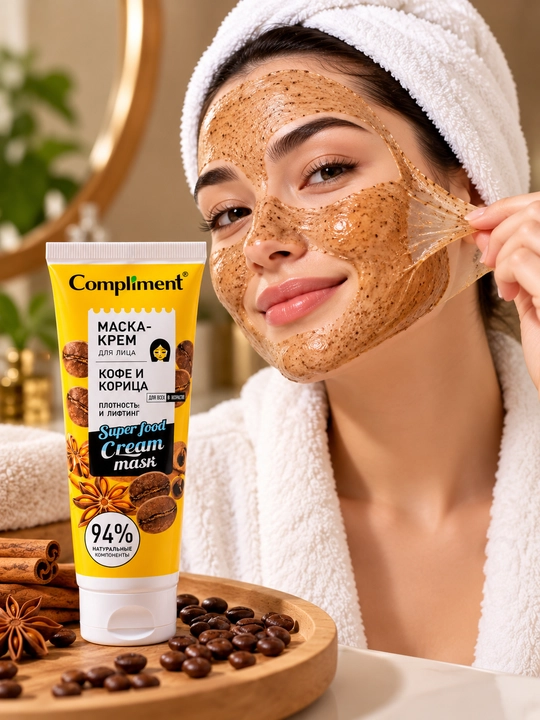 Compliment маска-крем для лица, эффект упругости и лифтинга, 94% натуральных компонентов