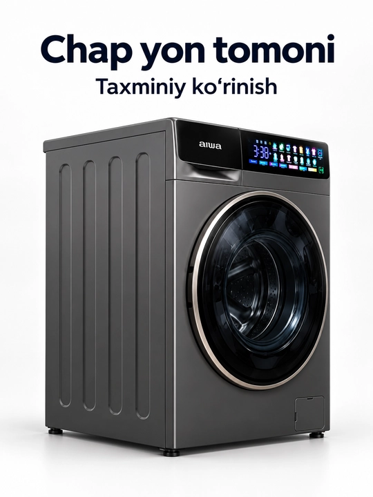 Стиральная машина AIWA 6 кг, инверторная, с паром и дисплеем, графитовая