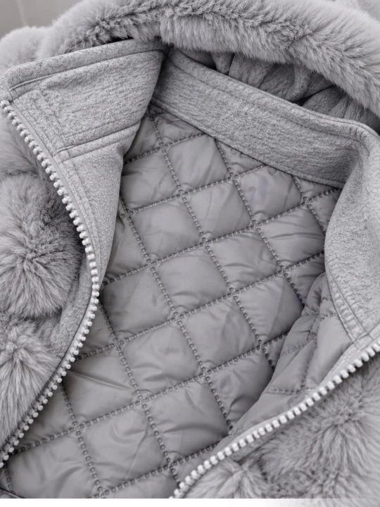 Зимний тёплый костюм 3 в 1 для девочек, меховой жилет, кофта и широкие брюки