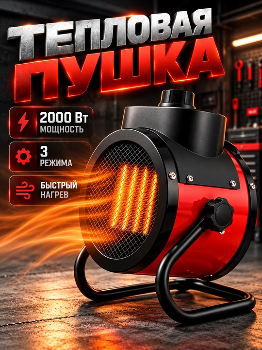 Isitkich, elektr isitkich, teplovaya pushka, obogrevatel 2000 Vt, 3 rejimli