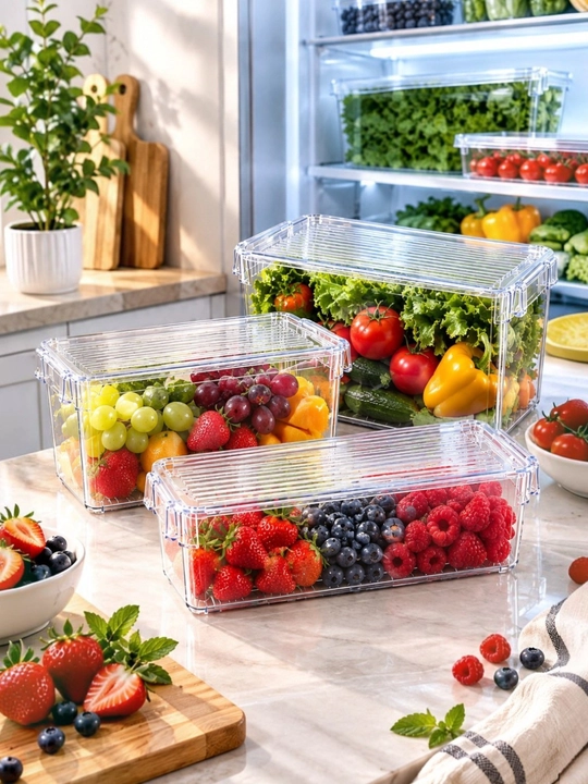 Набор контейнеров для хранения продуктов в холодильнике, 3 л, 5 л и 6,6 л