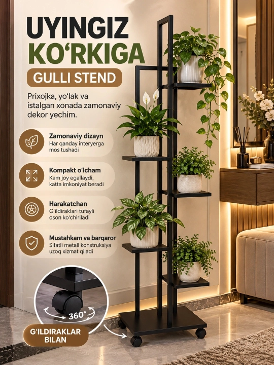 6 qavatli gul javoni