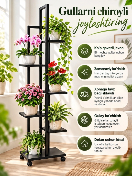 6 qavatli gul javoni