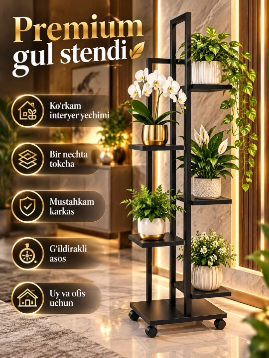 6 qavatli gul javoni