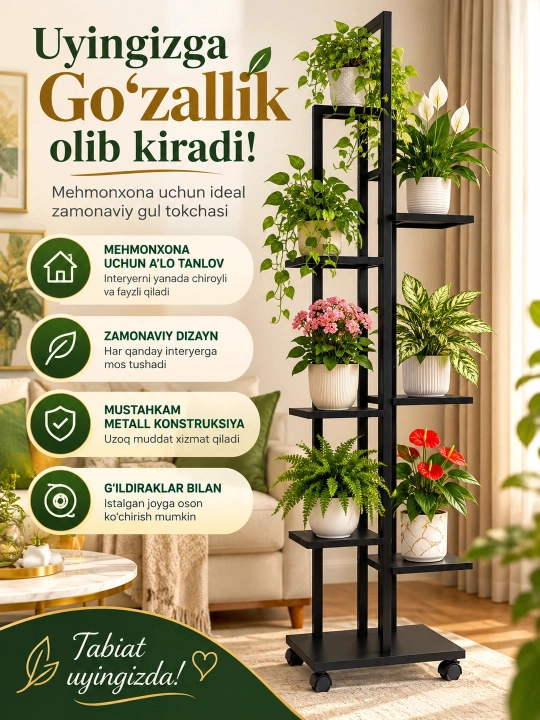 6 qavatli gul javoni