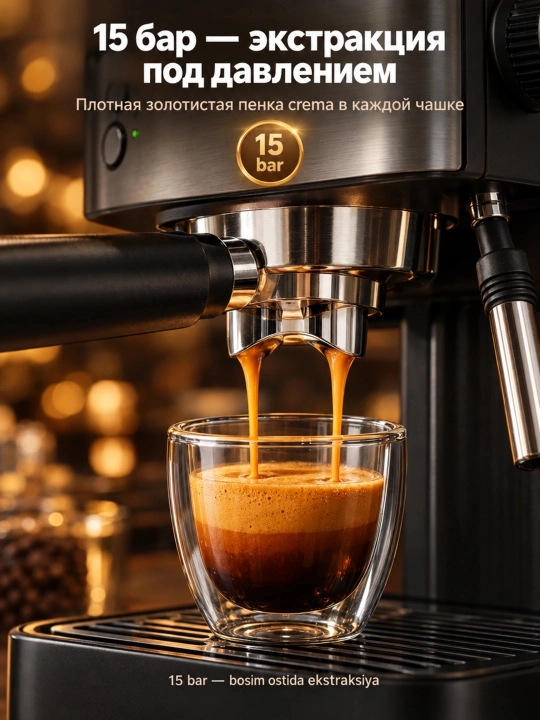 Yarim avtomatik qahva mashinasi SOKANY SK-04029, espresso+kapuchino, 15 bar