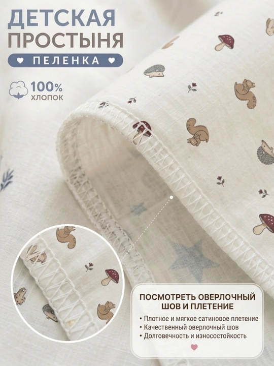 Пеленка детская теплая плотный трикотаж с начесом 100% хлопок, 100х100 см