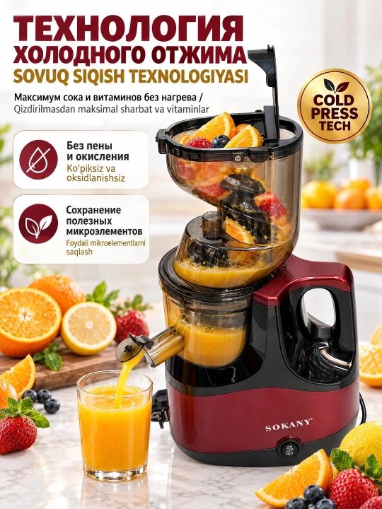 SK-01005 shnek sharbat chiqargich 800W sovuq press katta yuk - 
