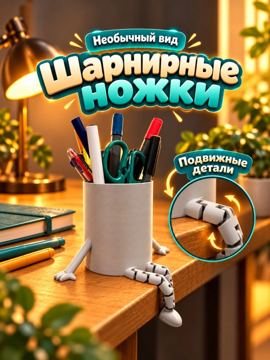 Шарнирный держатель для ручек на рабочий стол, серый