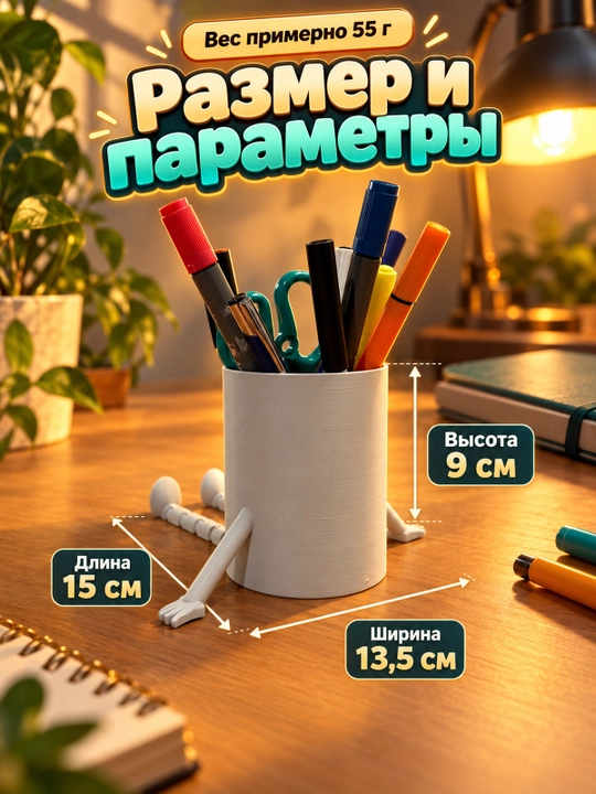 Шарнирный держатель для ручек на рабочий стол, серый
