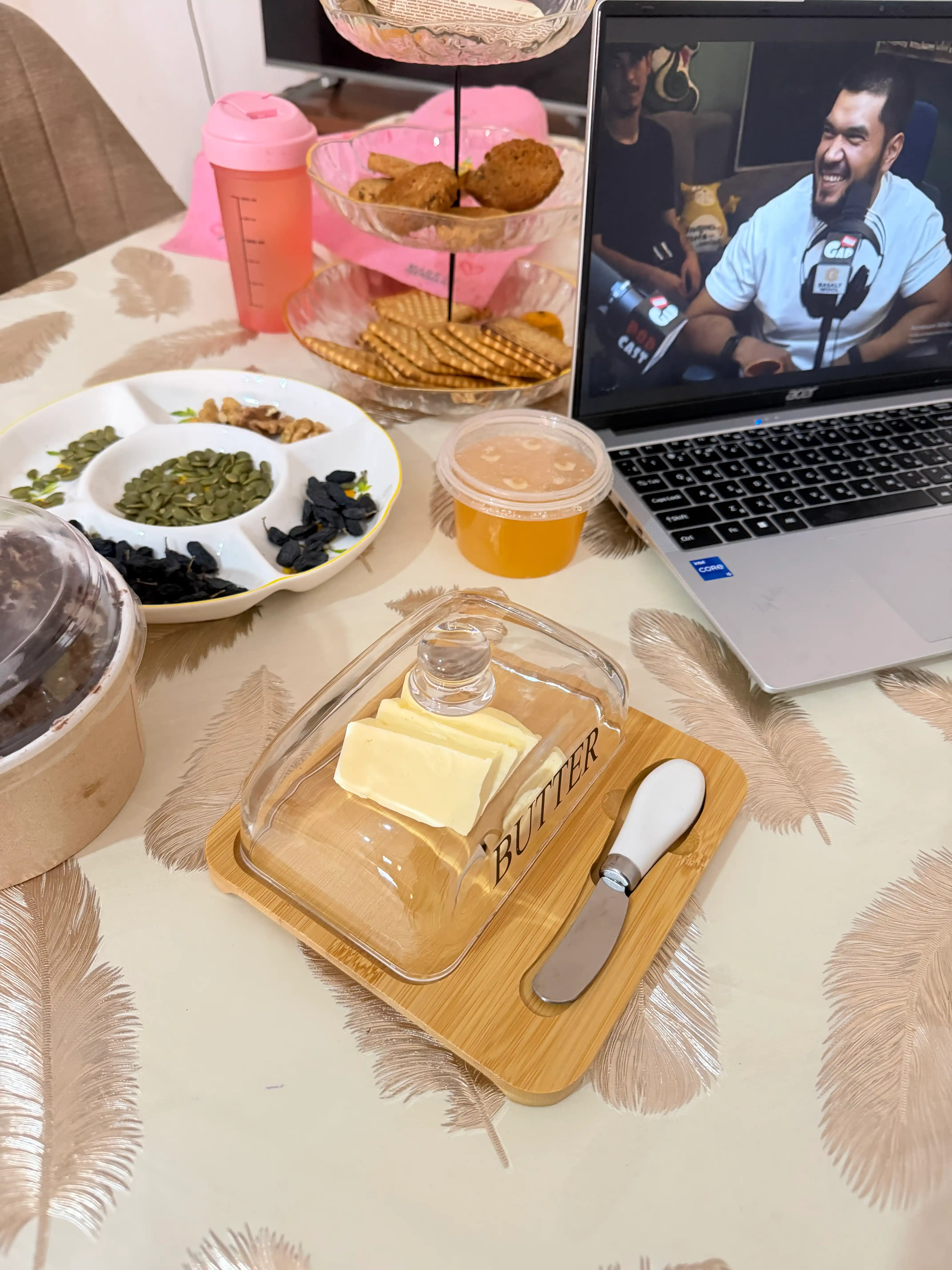 Масленица, масленка c ножами для сливочного масла, сырница стеклянная