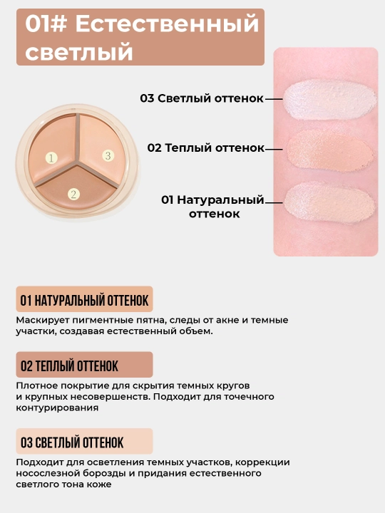 Консилер Kорректор совершенный 3 цвета