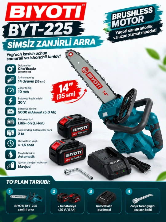 Simsiz zanjirli arra, batarekali arra, BIYOTI BYT-225 - 