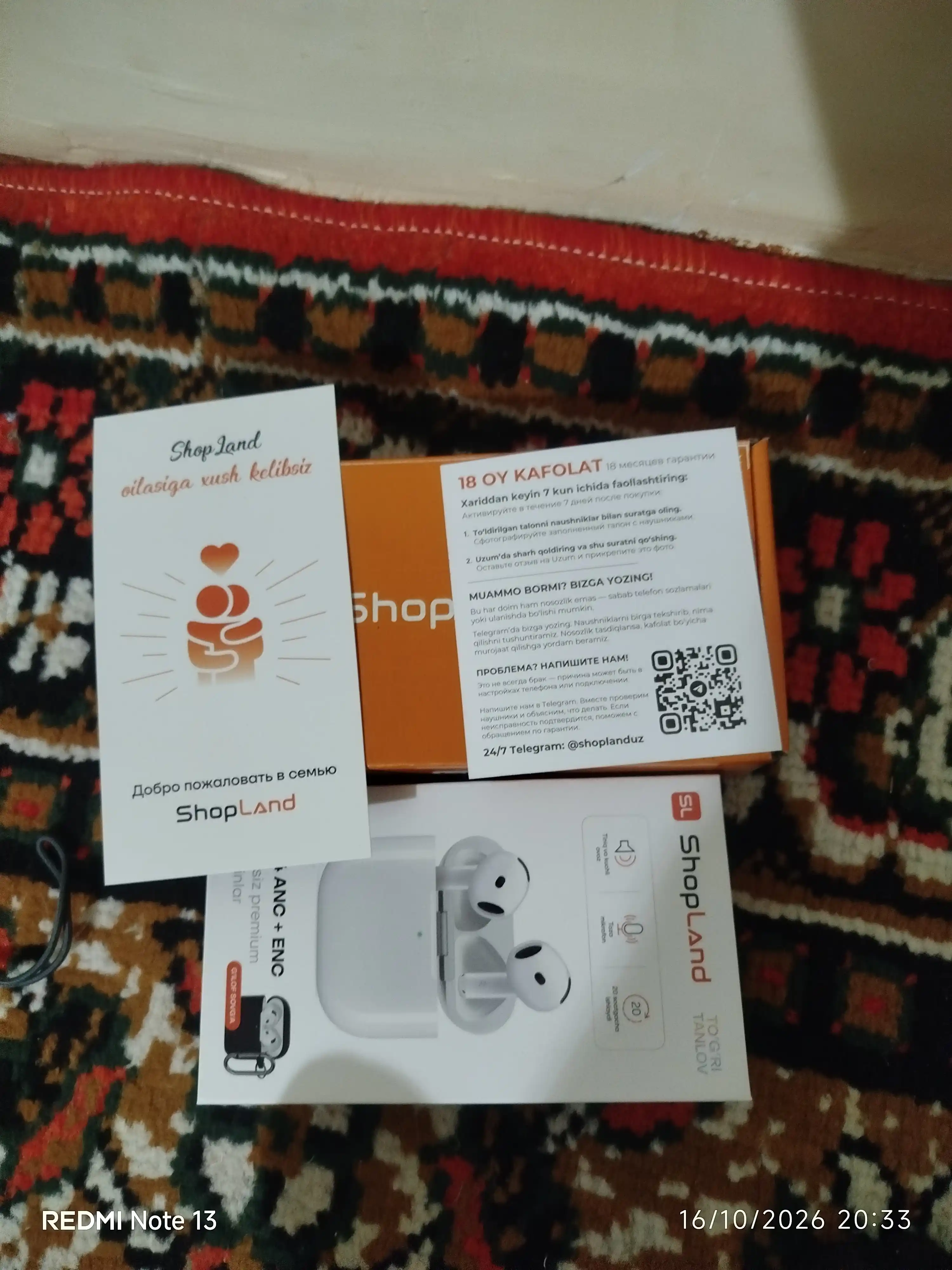 ShopLand Pods 4 ANC + ENC simsiz quloqchinlar, vakuumsiz, mikrofonli, iPhone va Android