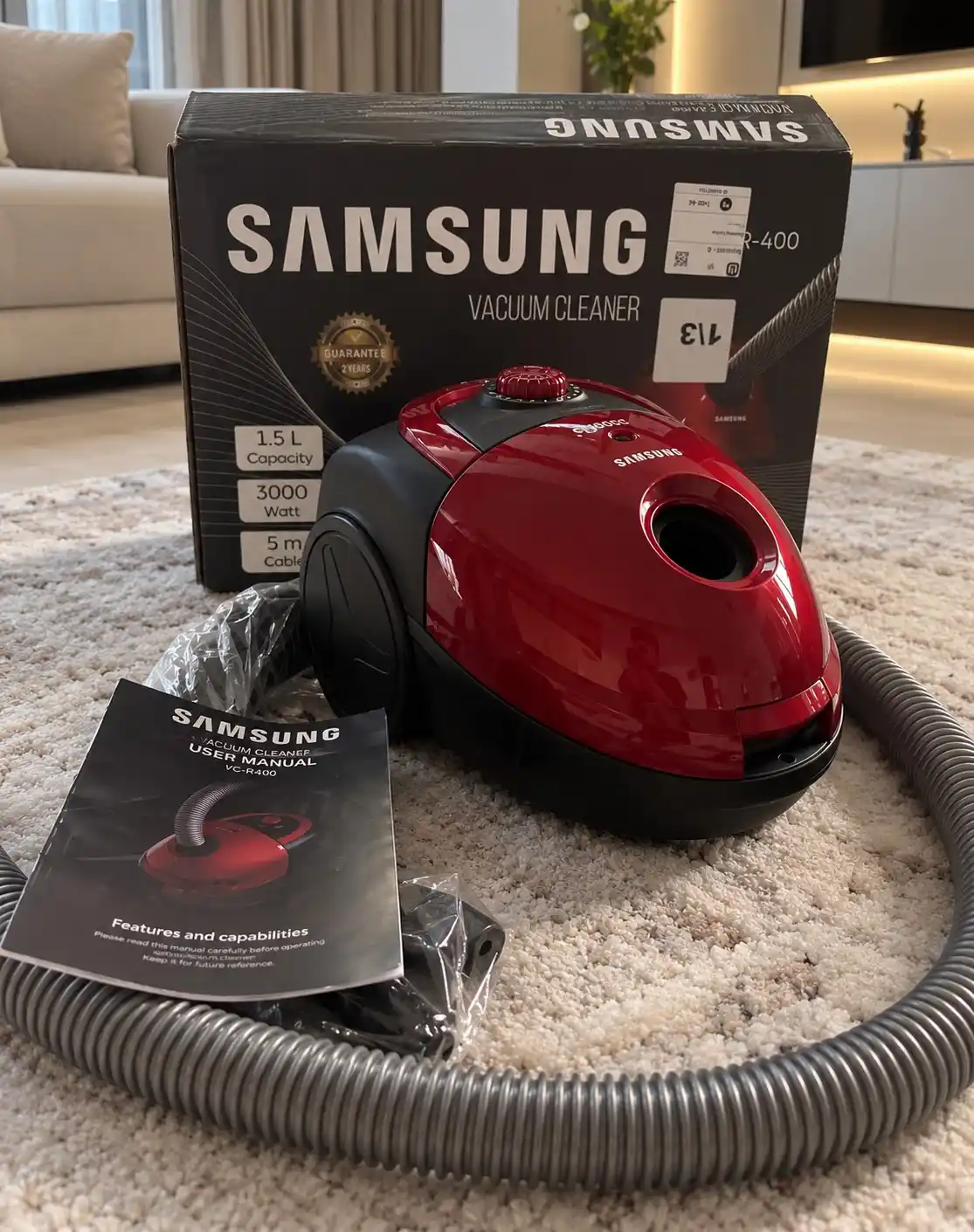 Uy uchun Samsung PSR-400 changyutgich 3000Vt, shlang va pol uchun uchlik bilan