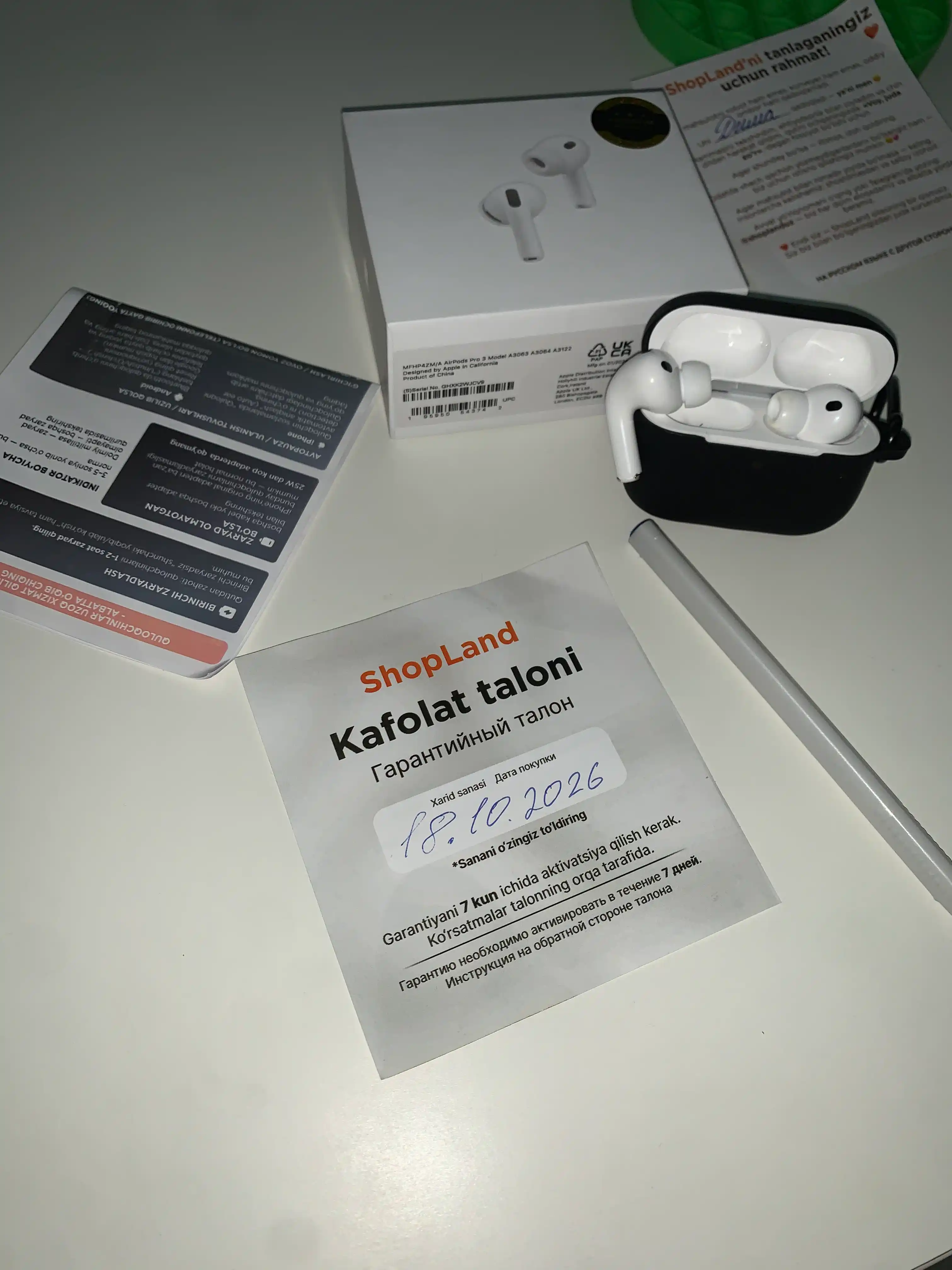Simsiz quloqchinlar Pods Pro 3 ANC Premium, iPhone va Android uchun naushnik (4ta sovg'a)