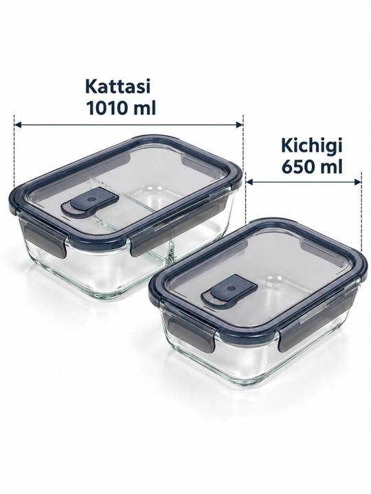 Lanchboks va termosumka to‘plami, oziq-ovqat uchun konteyner, 1010-650 ml