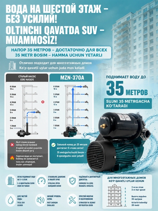Avtomatik suv nasosi, MOON MZN-370А, 100%MIS Obvodka