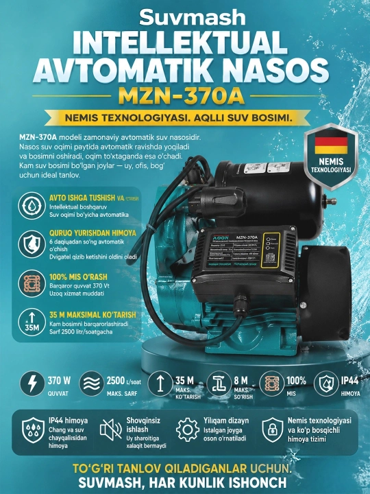 Avtomatik suv nasosi, MOON MZN-370А, 100%MIS Obvodka