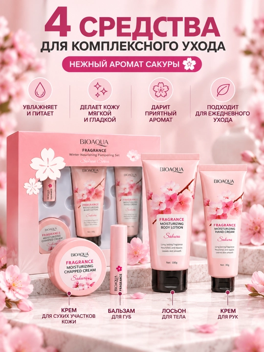 Gialuron kislotali, terini yoshartirish uchun BIOAQUA kosmetik sovg‘a to‘plami